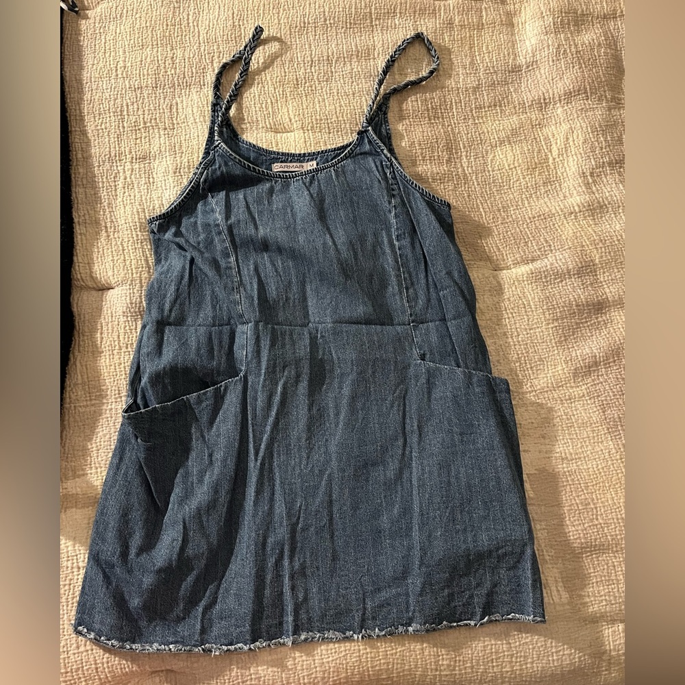 Carmar denim dress with deep pockets. Size M.
